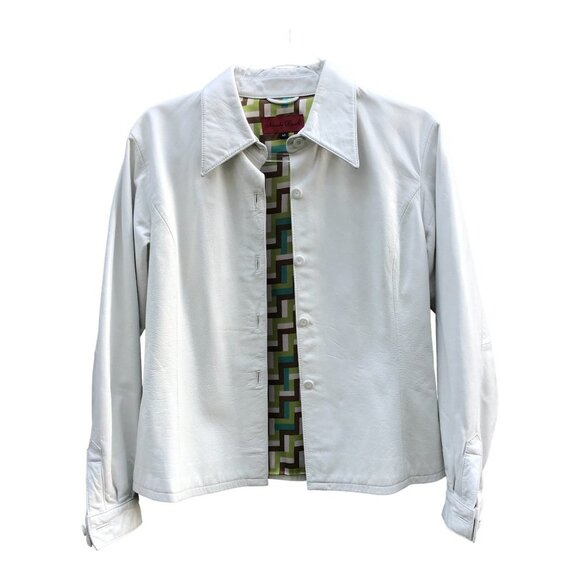 Nicola Berti Vintage White Leather Jacket Medium - Picture 2 of 7